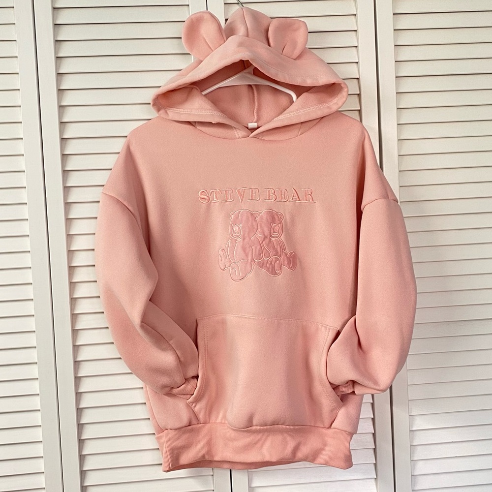 Pink bear hoodie with ears